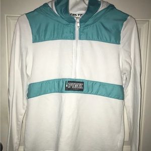 pink victorias secret sz xsmall white and aqua hoodie euc